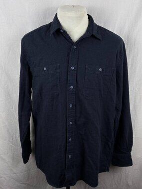 Proper Cloth Jackson Navy Slub Twill Work Shirt Men's Smart Size Untucked